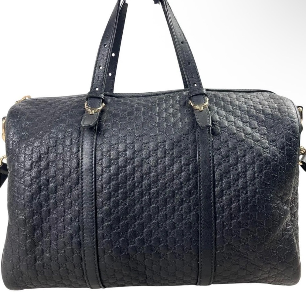 Gucci Black Leather Monogram Bag - Picture 3 of 13